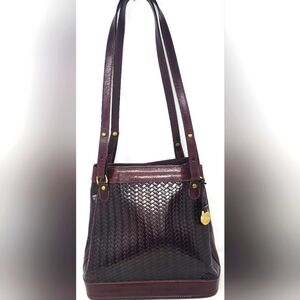 Brahmin Maroon and Black Woven Shoulder Bag